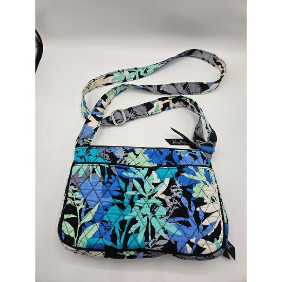 Vera Bradley Abstract Floral Hipster Crossbody Shoulder Bag Blue Green Black‎ - Picture 2 of 8